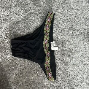 The Bikini Lab Black Bikini Bottom with Neon Pattern